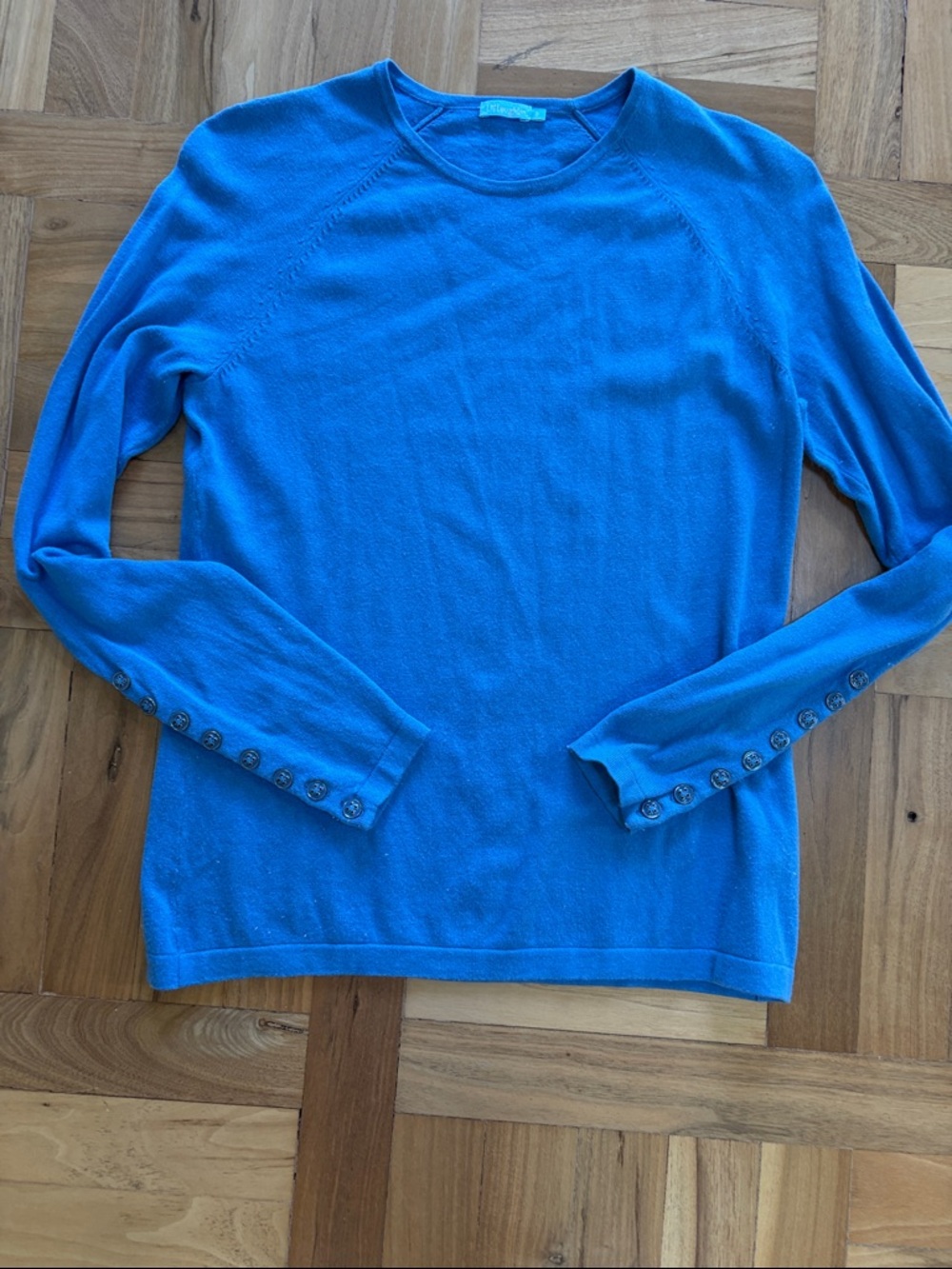 J. McLaughlin Sz S Bright Blue Long Sleeve Sweater with Button Cuffs